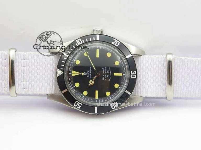 Vintage Oyster Submariner No Date SS Black Dial 200m 660ft On Nylon Strap A2836