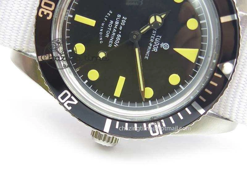 Vintage Oyster Submariner No Date SS Black Dial 200m 660ft On Nylon Strap A2836