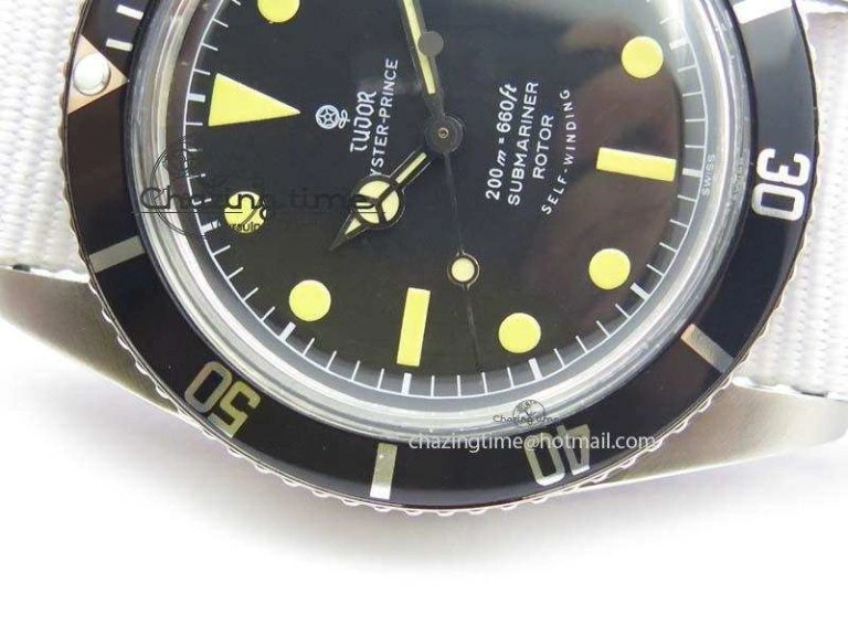 Vintage Oyster Submariner No Date SS Black Dial 200m 660ft On Nylon Strap A2836