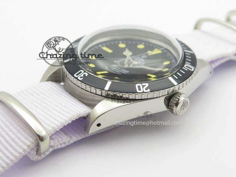 Vintage Oyster Submariner No Date SS Black Dial 200m 660ft On Nylon Strap A2836