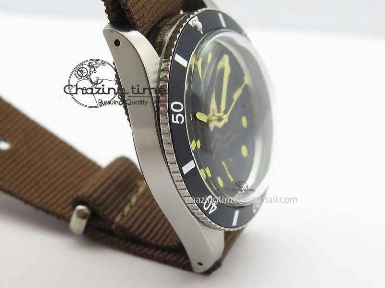 Vintage Oyster Submariner No Date SS Black Dial On Nylon Strap A2836