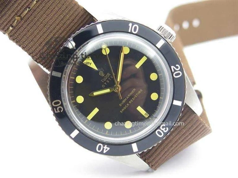 Vintage Oyster Submariner No Date SS Black Dial On Nylon Strap A2836