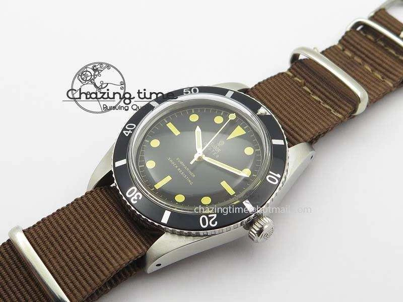 Vintage Oyster Submariner No Date SS Black Dial On Nylon Strap A2836
