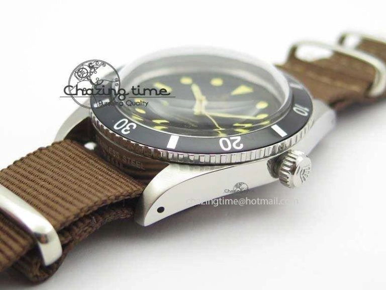 Vintage Oyster Submariner No Date SS Black Dial On Nylon Strap A2836