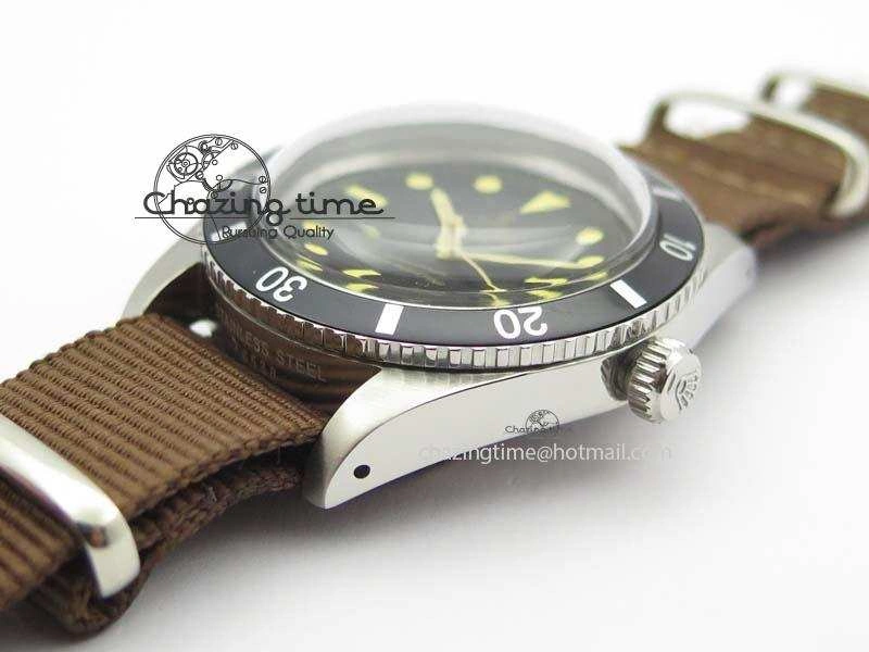 Vintage Oyster Submariner No Date SS Black Dial On Nylon Strap A2836