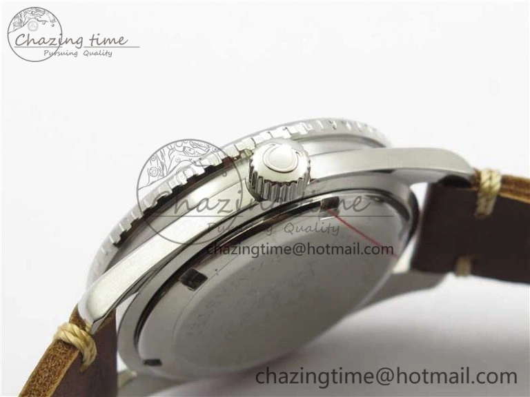 Vintage Seamaster 300 Date T SS B12 Black Dial On Brown Leather Strap A2836 (Free Nylon Strap)
