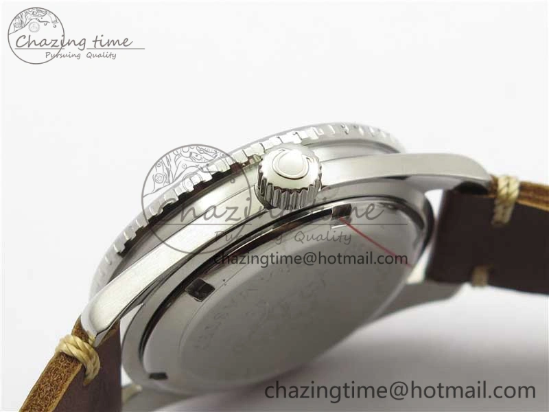 Vintage Seamaster 300 Date T SS B12 Black Dial On Brown Leather Strap A2836 (Free Nylon Strap)