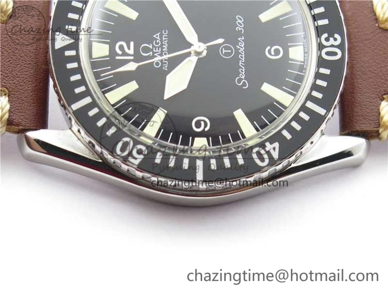 Vintage Seamaster 300 Date T SS B12 Black Dial On Brown Leather Strap A2836 (Free Nylon Strap)