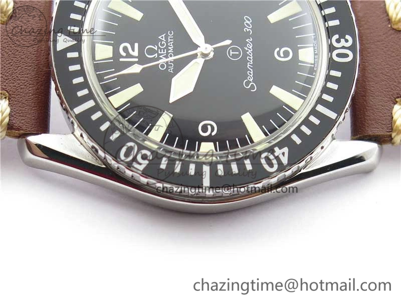 Vintage Seamaster 300 Date T SS B12 Black Dial On Brown Leather Strap A2836 (Free Nylon Strap)