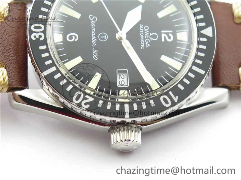 Vintage Seamaster 300 Date T SS B12 Black Dial On Brown Leather Strap A2836 (Free Nylon Strap)