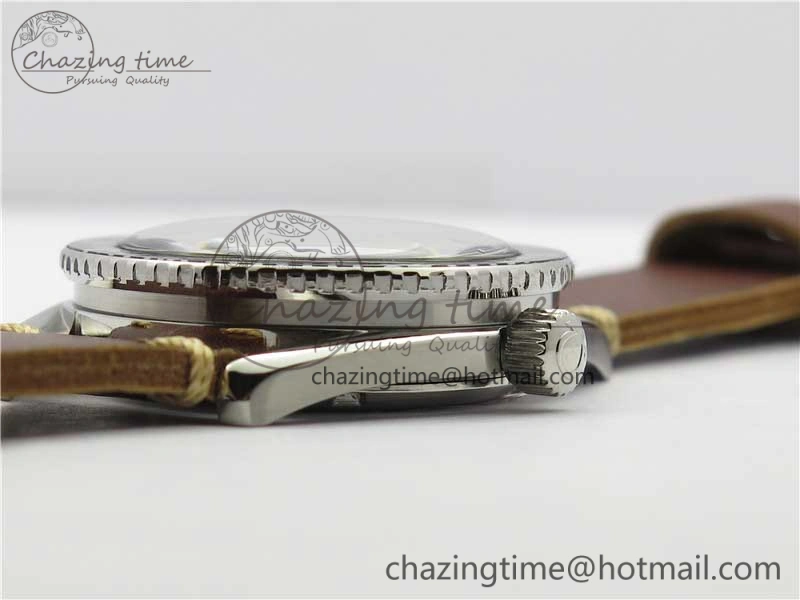 Vintage Seamaster 300 Date T SS B12 Black Dial On Brown Leather Strap A2836 (Free Nylon Strap)