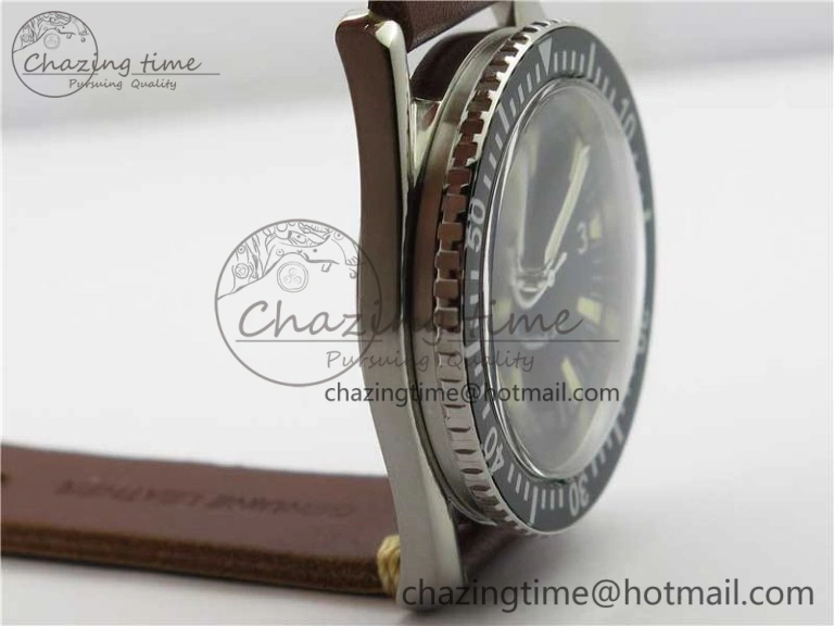 Vintage Seamaster 300 No Date SS B12 Black Dial On Brown Leather Strap A2836 (Free Nylon Strap)