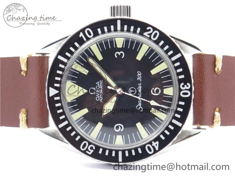 Vintage Seamaster 300 No Date T SS B12 Black Dial On Brown Leather Strap A2836 (Free Nylon Strap)