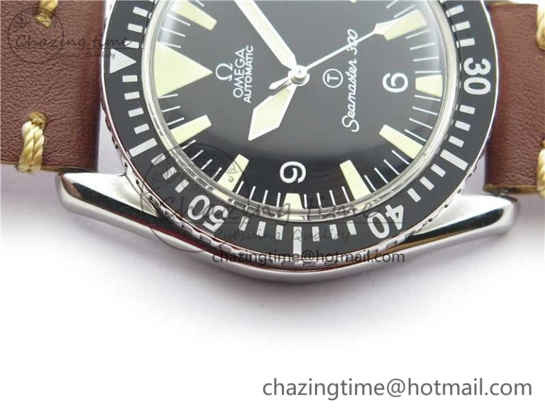Vintage Seamaster 300 No Date T SS B12 Black Dial On Brown Leather Strap A2836 (Free Nylon Strap)