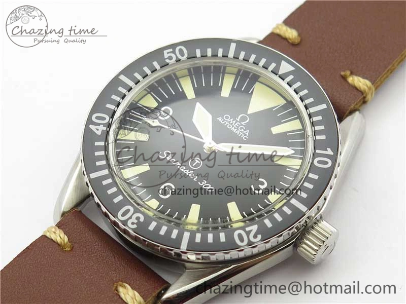 Vintage Seamaster 300 No Date T SS B12 Black Dial On Brown Leather Strap A2836 (Free Nylon Strap)