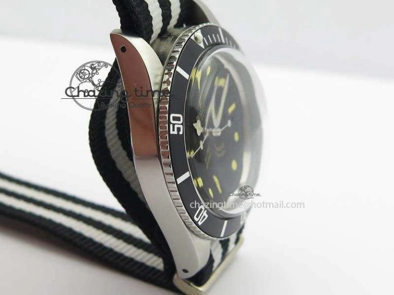 Vintage Submariner No Date SS Black Dial 200m 660ft On Nylon Strap A2836