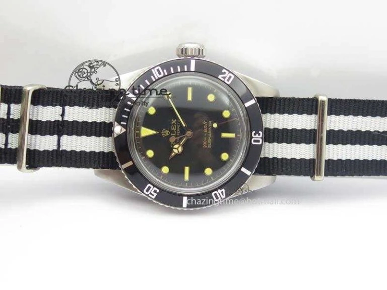 Vintage Submariner No Date SS Black Dial 200m 660ft On Nylon Strap A2836