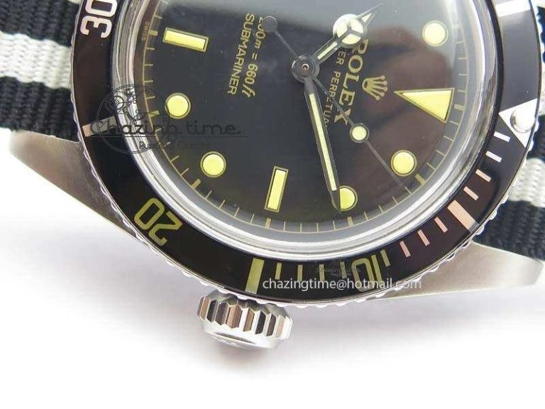 Vintage Submariner No Date SS Black Dial 200m 660ft On Nylon Strap A2836