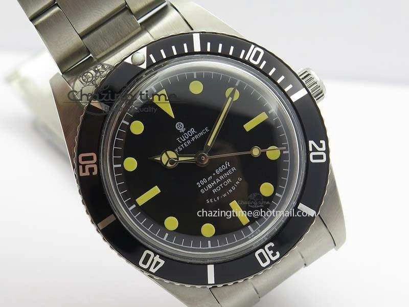 Vintage Submariner No Date SS Black Dial 200m 660ft On SS Bracelet A2813