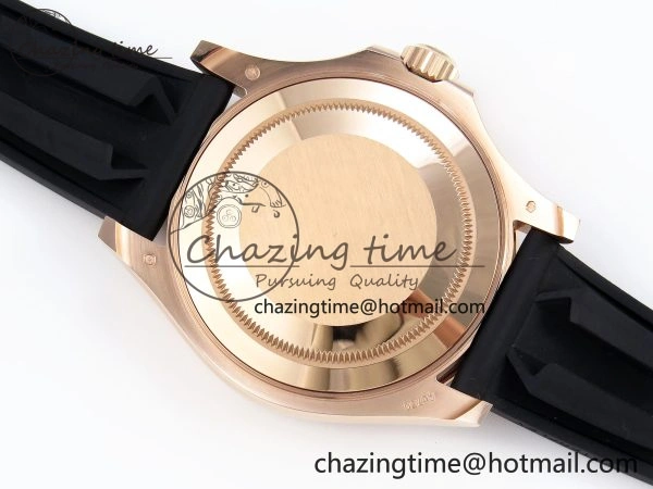 YACHT-MASTER 126655 GAIN WEIGHT RG TUNGSTEN GOLD ARF 1:1 BEST EDITION BLACK CERAMIC BEZEL ON OYSTERFLEX RUBBER STRAP VS3235