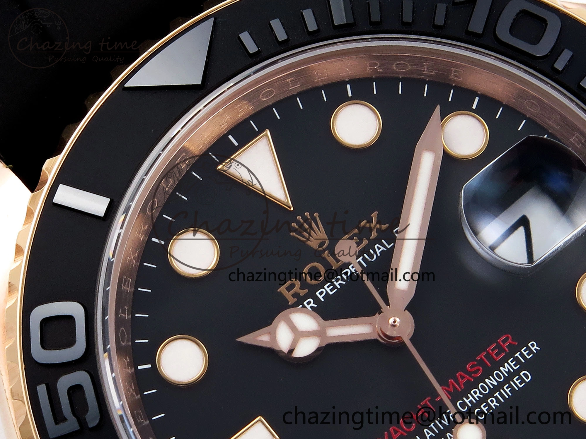 YACHT-MASTER 126655 GAIN WEIGHT RG TUNGSTEN GOLD ARF 1:1 BEST EDITION BLACK CERAMIC BEZEL ON OYSTERFLEX RUBBER STRAP VS3235