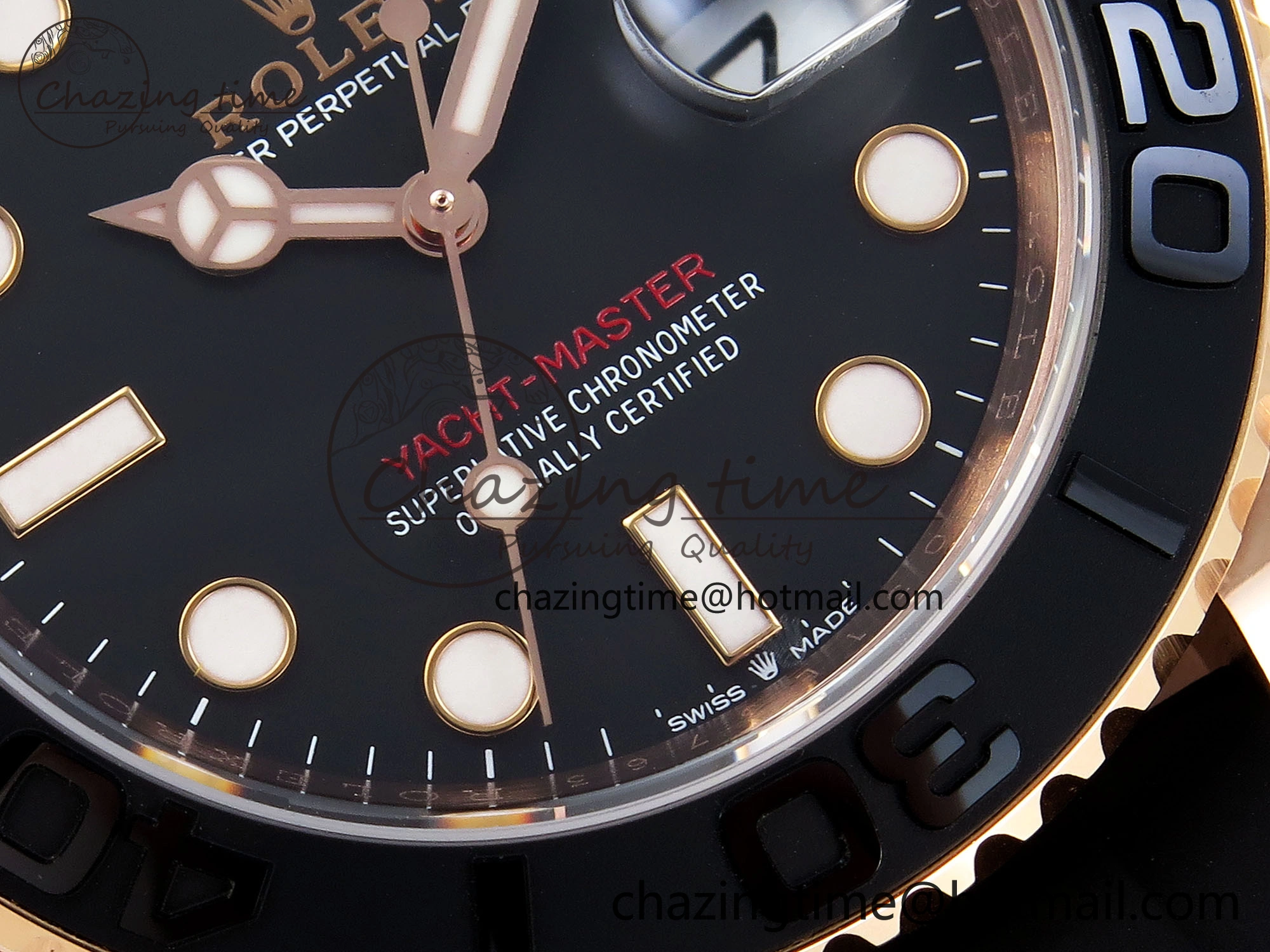 YACHT-MASTER 126655 GAIN WEIGHT RG TUNGSTEN GOLD ARF 1:1 BEST EDITION BLACK CERAMIC BEZEL ON OYSTERFLEX RUBBER STRAP VS3235