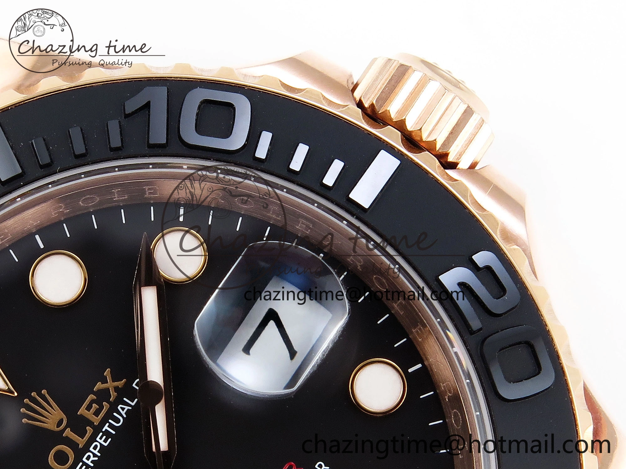 YACHT-MASTER 126655 GAIN WEIGHT RG TUNGSTEN GOLD ARF 1:1 BEST EDITION BLACK CERAMIC BEZEL ON OYSTERFLEX RUBBER STRAP VS3235