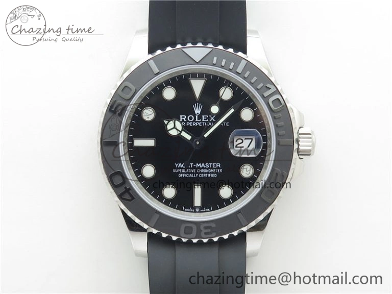 YACHT-MASTER 42MM 226659 3EF 1:1 BEST EDITION 3D BLACK CERAMIC BEZEL ON RUBBER STRAP VS3235
