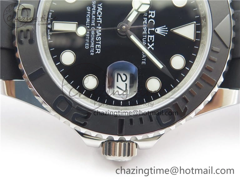 YACHT-MASTER 42MM 226659 3EF 1:1 BEST EDITION 3D BLACK CERAMIC BEZEL ON RUBBER STRAP VS3235