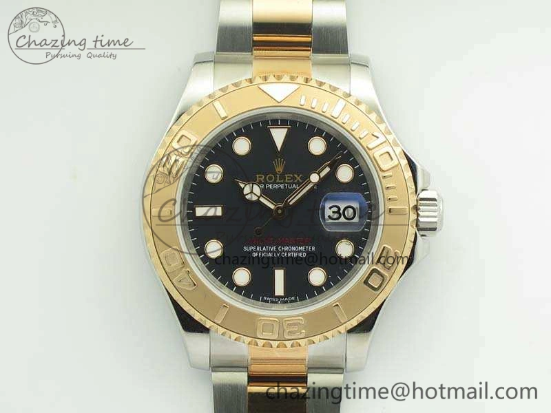 Yacht-Master 116622 JF 1:1 Best Edition Black Dial On SS RG Bracelet SA3135