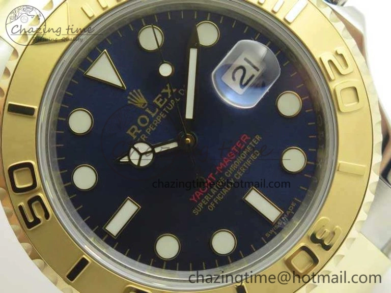 Yacht-Master 116655 3AF Best Edition YG Wrapped Blue Dial On SS YG Bracelet A2824
