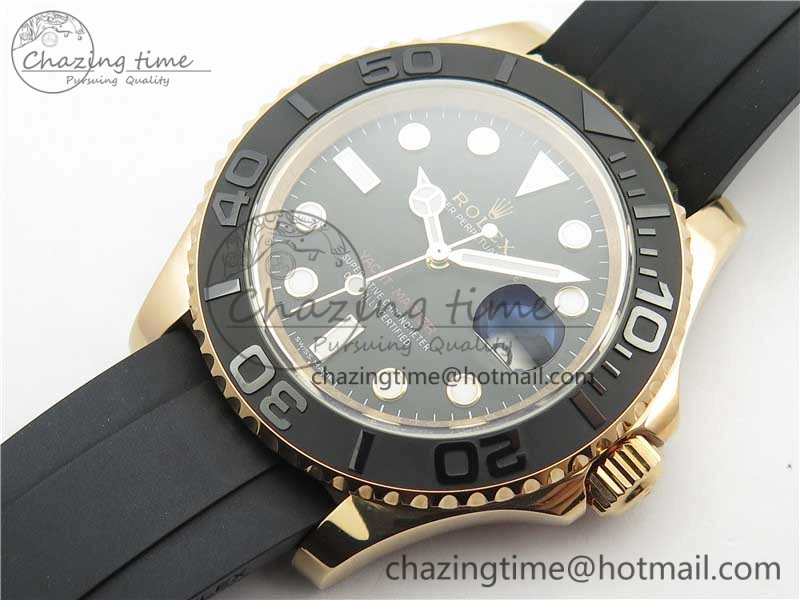 Yacht-Master 116655 ARF 1:1 Best Edition Black Ceramic Bezel 904L Steel on Oysterflex Rubber Strap A2824