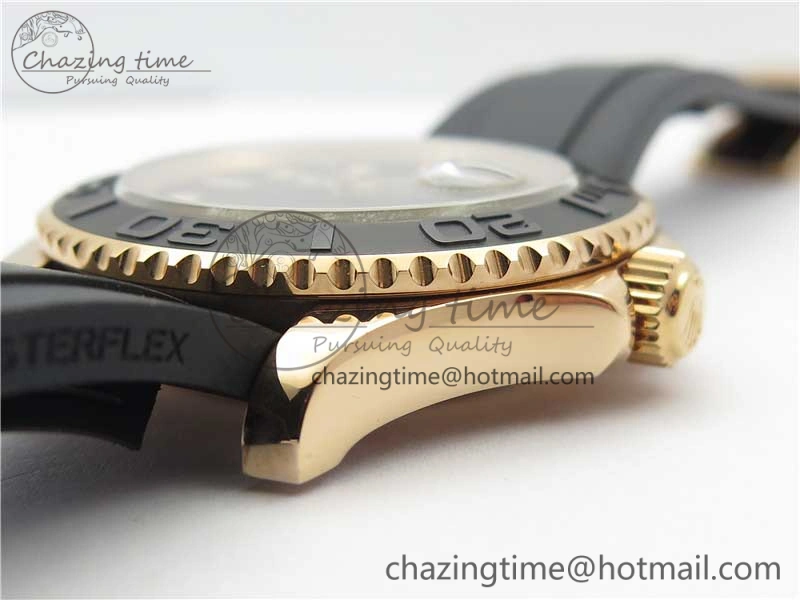Yacht-Master 116655 ARF 1:1 Best Edition Black Ceramic Bezel 904L Steel on Oysterflex Rubber Strap A2824