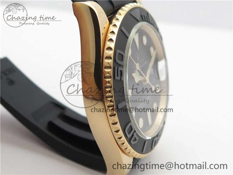 Yacht-Master 116655 ARF 1:1 Best Edition Black Ceramic Bezel 904L Steel on Oysterflex Rubber Strap A2824