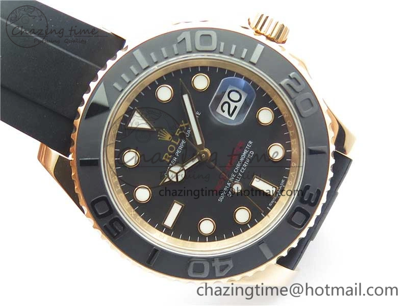 Yacht-Master 116655 ARF 1:1 Best Edition Black Ceramic Bezel 904L Steel on Oysterflex Rubber Strap A2824