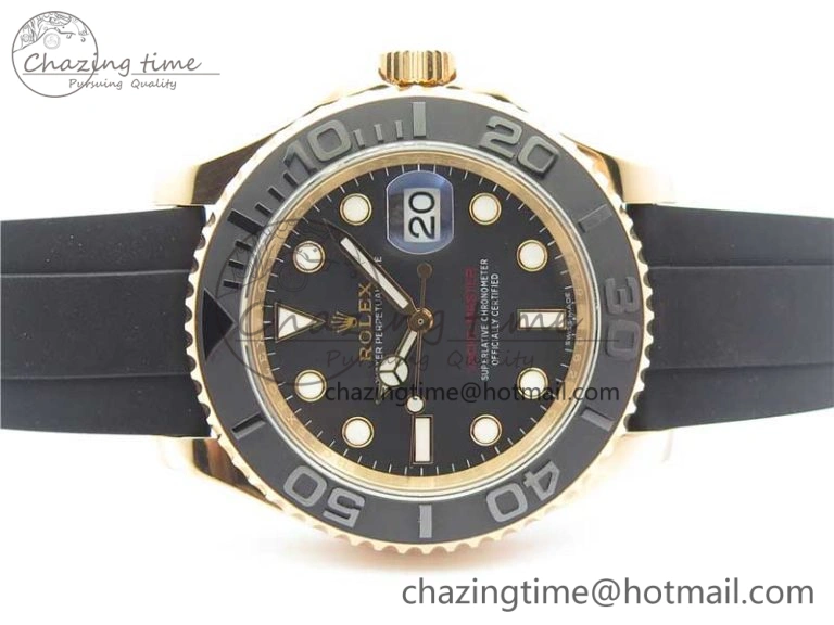 Yacht-Master 116655 ARF 1:1 Best Edition Black Ceramic Bezel 904L Steel on Oysterflex Rubber Strap A2824