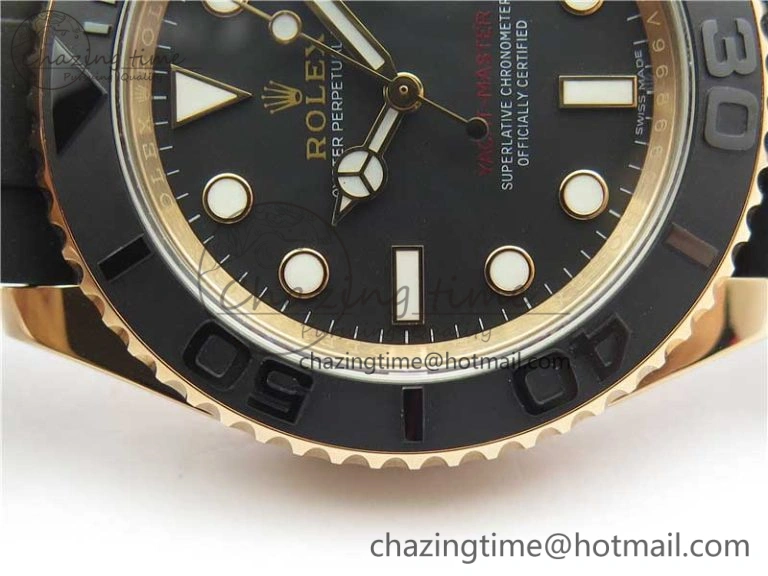 Yacht-Master 116655 ARF 1:1 Best Edition Black Ceramic Bezel 904L Steel on Oysterflex Rubber Strap A2824
