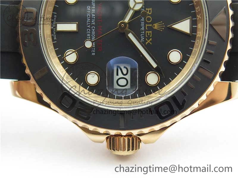 Yacht-Master 116655 ARF 1:1 Best Edition Black Ceramic Bezel 904L Steel on Oysterflex Rubber Strap A2824
