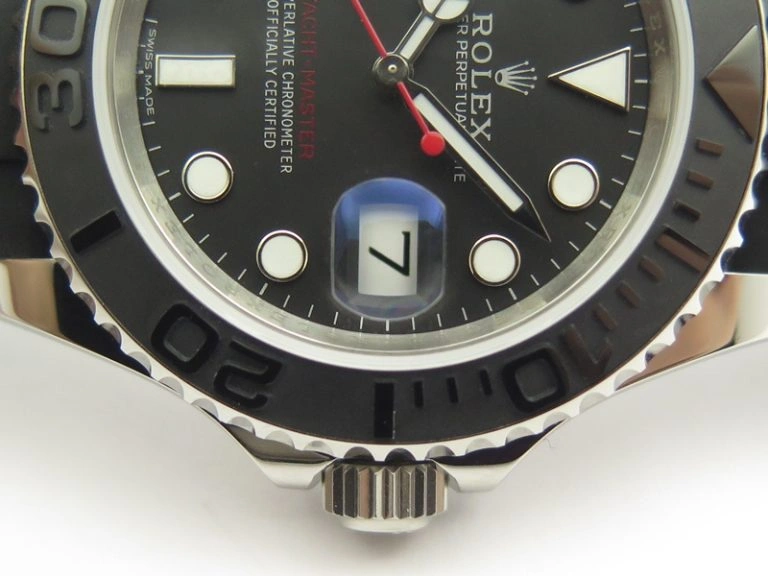 Yacht-Master 116655 ARF SS Custom Black Ceramic Bezel On Oysterflex Rubber Strap SH3135