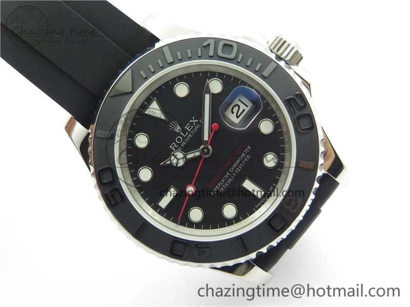 Yacht-Master 116655 ARF SS Custom Made Black Ceramic Bezel on Oysterflex Rubber Strap A2824