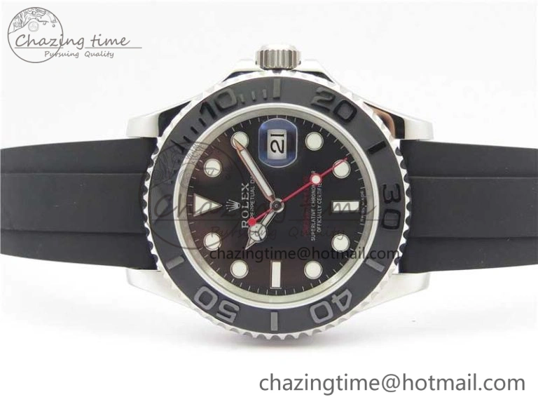 Yacht-Master 116655 ARF SS Custom Made Black Ceramic Bezel on Oysterflex Rubber Strap A2824