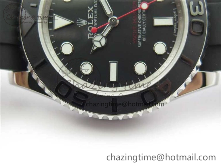 Yacht-Master 116655 ARF SS Custom Made Black Ceramic Bezel on Oysterflex Rubber Strap A2824