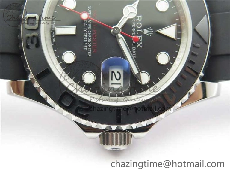 Yacht-Master 116655 ARF SS Custom Made Black Ceramic Bezel on Oysterflex Rubber Strap A2824