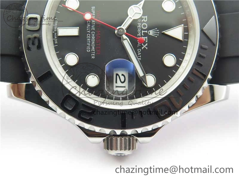 Yacht-Master 116655 ARF SS Custom Made Black Ceramic Bezel on Oysterflex Rubber Strap A2824