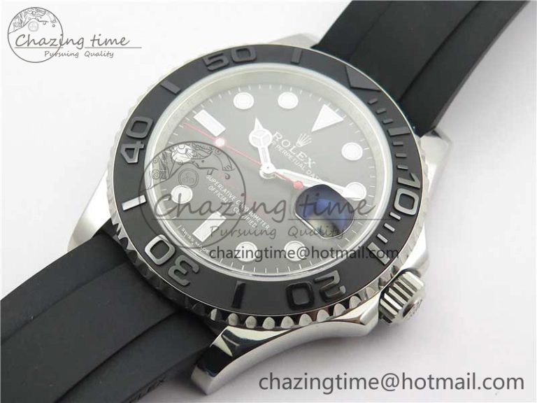 Yacht-Master 116655 ARF SS Custom Made Black Ceramic Bezel on Oysterflex Rubber Strap A2824