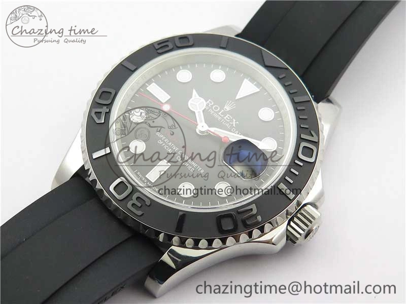 Yacht-Master 116655 ARF SS Custom Made Black Ceramic Bezel on Oysterflex Rubber Strap A2824