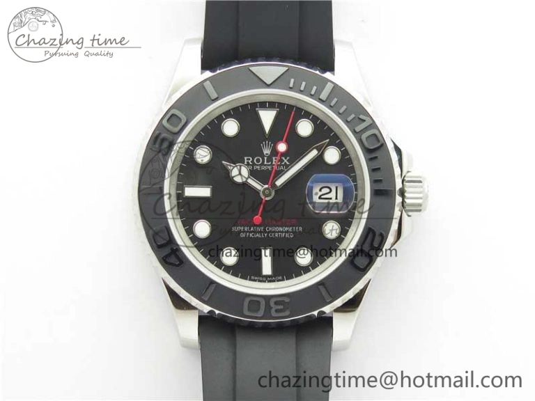 Yacht-Master 116655 ARF SS Custom Made Black Ceramic Bezel on Oysterflex Rubber Strap A2824