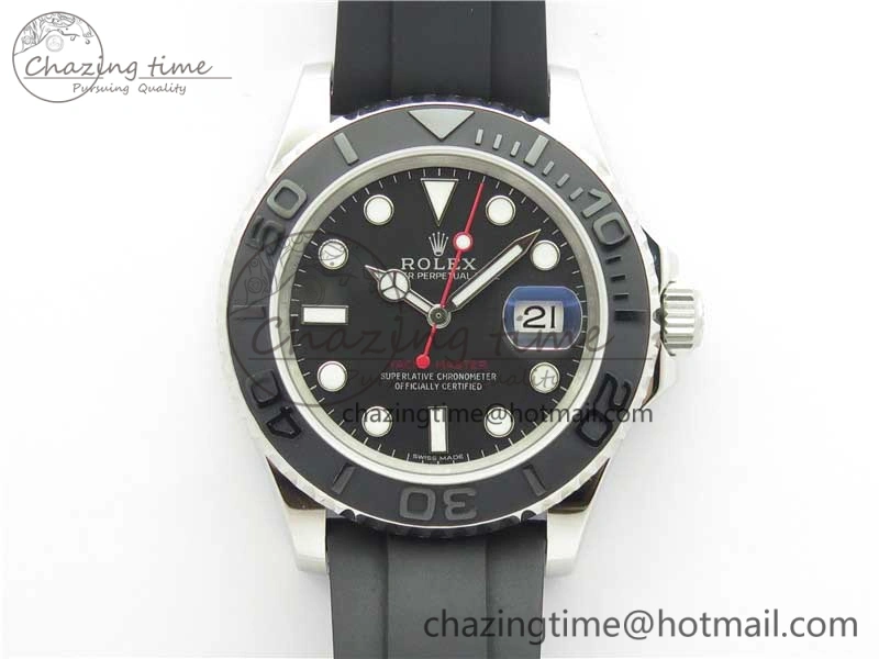 Yacht-Master 116655 ARF SS Custom Made Black Ceramic Bezel on Oysterflex Rubber Strap A2824