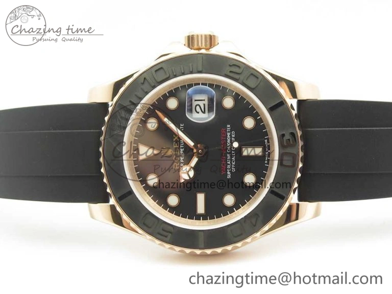 Yacht-Master 116655 DJF 1:1 Best Edition Black Ceramic Bezel on Oysterflex Rubber Strap A2836