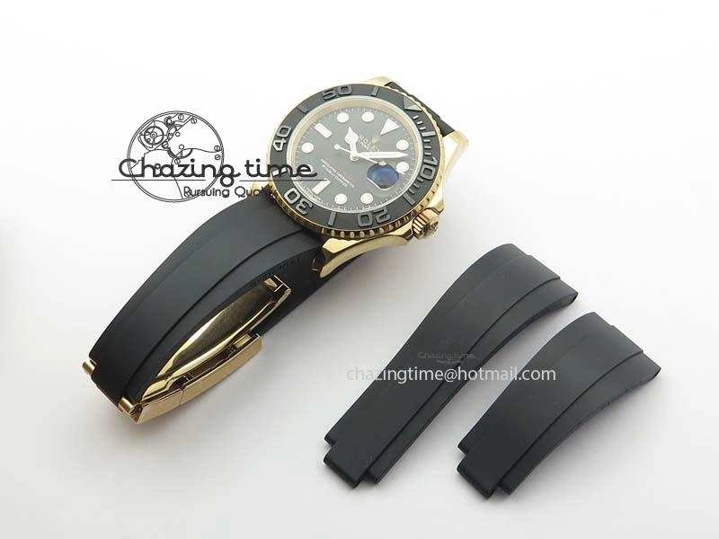 Yacht-Master 116655 JF 1:1 Best Edition Black Ceramic Bezel On Black Rubber Strap A2836 (Free Extra Strap)